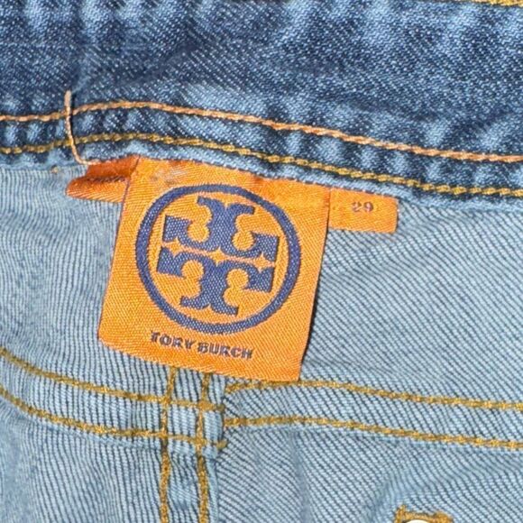 Tory Burch Straight Leg Blue Jeans with spike studding embellishments - Picture 6 of 9